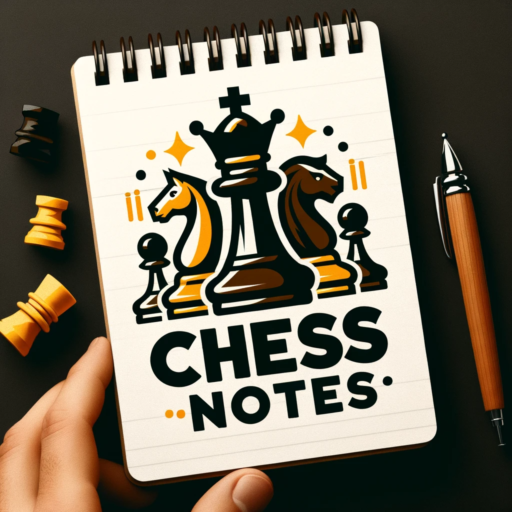 DALL·E 2023-12-26 17.34.42 - Create a chess logo with the main colors yellow, black, brown, and orange. The logo should depict a notepad with a set of chess pieces illustrated on